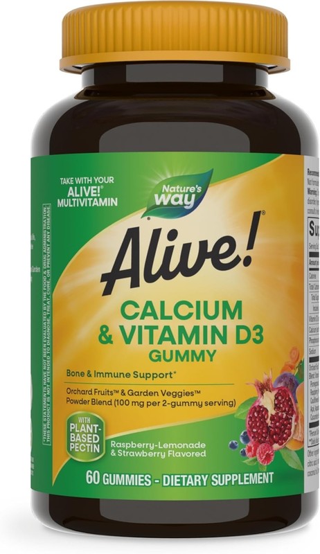 Nature’s Way Alive! Daily Calcium & Vitamin D3 Gummies, Bone Immune Support 60ct