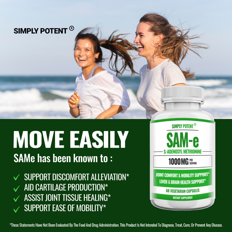 SAM-e 1000mg | Mood Joint & Liver Support | S-Adenosyl Methionine | 60 Caps USA gallery