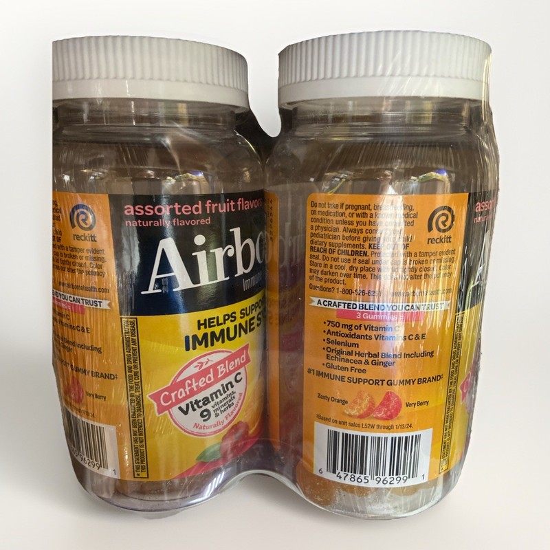 2X Airborne Immune Support Assorted Fruit Gummy, 126 Gummies Exp 2027