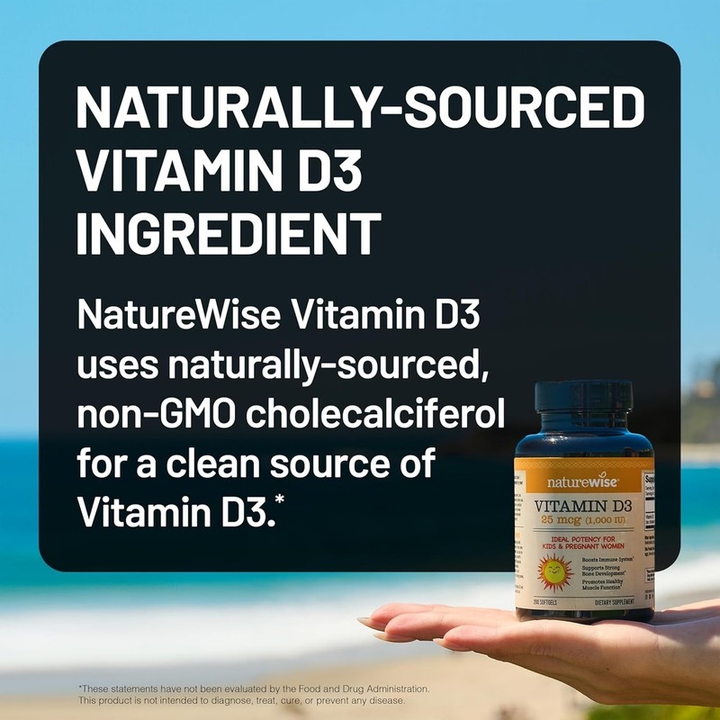 NatureWise Vitamin D3 1000iu 25 mcg 30-Day Supply for Immune Support, Healthy... gallery