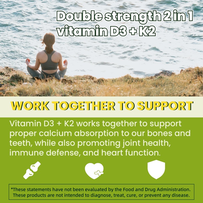 🦌Yellow Pine🦌 Natural Vitamin D3 K2 🦌Supplement 90 Softgels🦌2pack gallery