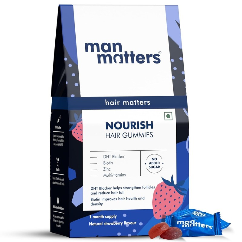Man Matters Biotin Hair Gummies (30N) With Biotin, DHT Blockers vit A, C, E,