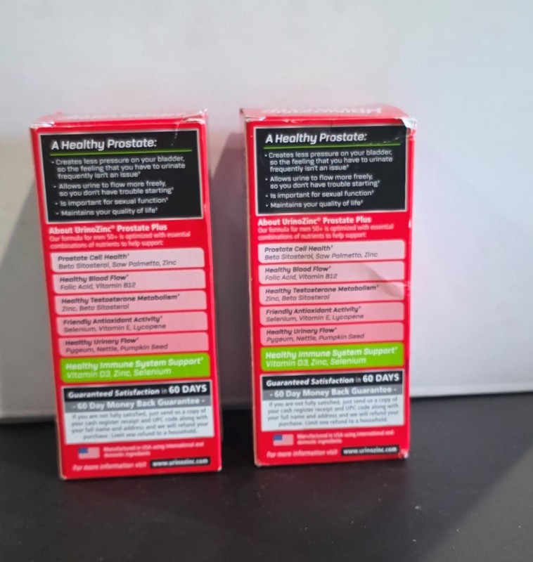URINOZINC Plus Prostate Supplement with 60/Each, (2 pack),Exp:01/2028 gallery
