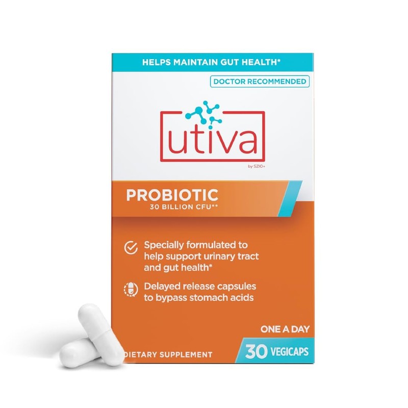 Szio+ Utiva Probiotic – Urinary Tract and Gut Health Supplement – 12 Billion …