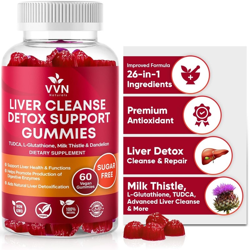 VV Naturals Liver Cleanse Detox & Repair Support Supplement - 700mg Reduced G...