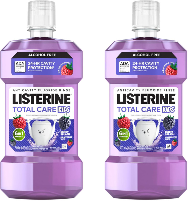 Listerine Total Care Kids Mouthwash, ADA Accepted, Alcohol-Free Anticavity Fluor