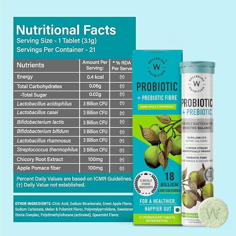 Wellbeing Nutrition Probiotics + Prebiotics - 21 Effervescent Tabs ( Pack of 2 ) gallery