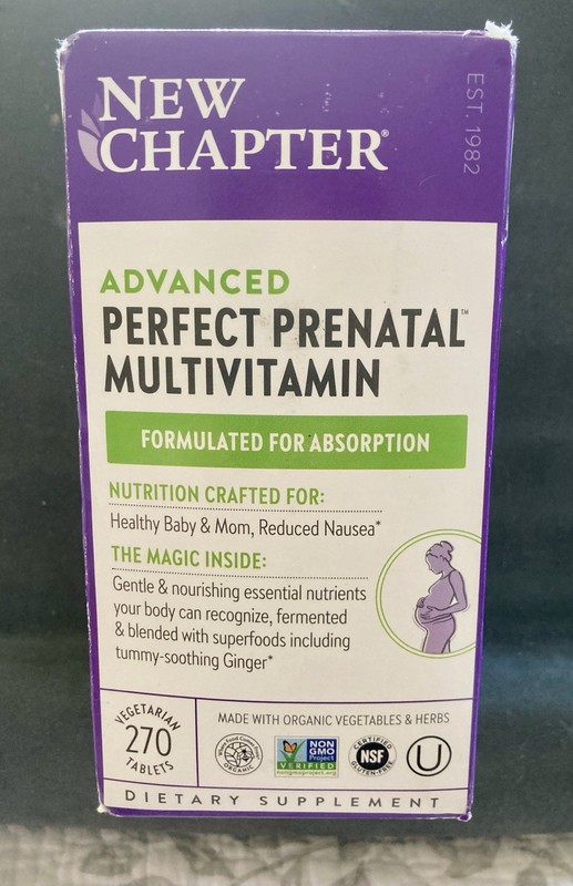 New Chapter Advanced Perfect Prenatal Vitamins, 270ct, Made Organic, Exp 6/26