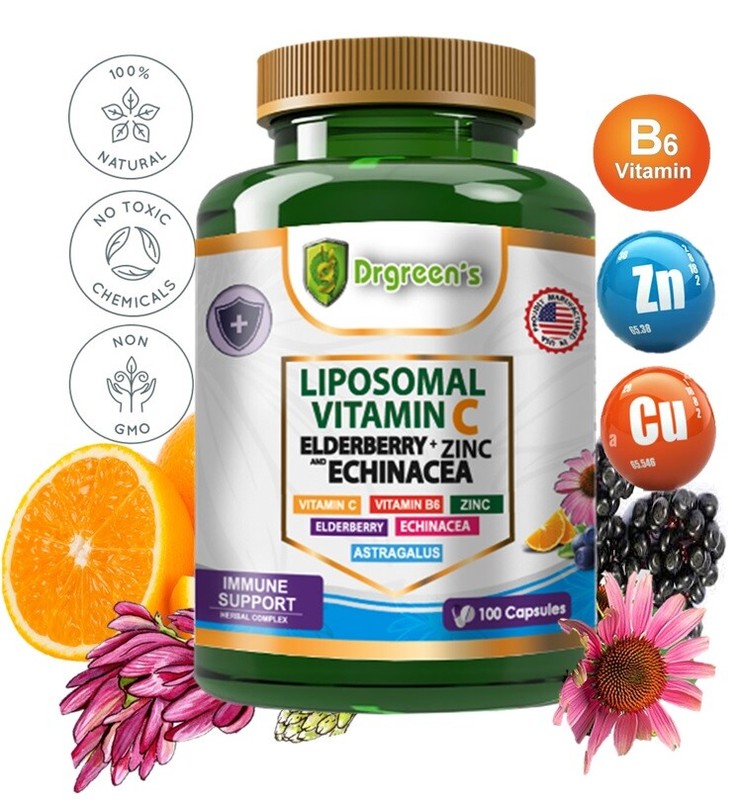 Daily Immune Support Vitamin C, Zinc, Elderberry & Echinacea SUPPLEMENT 100 caps