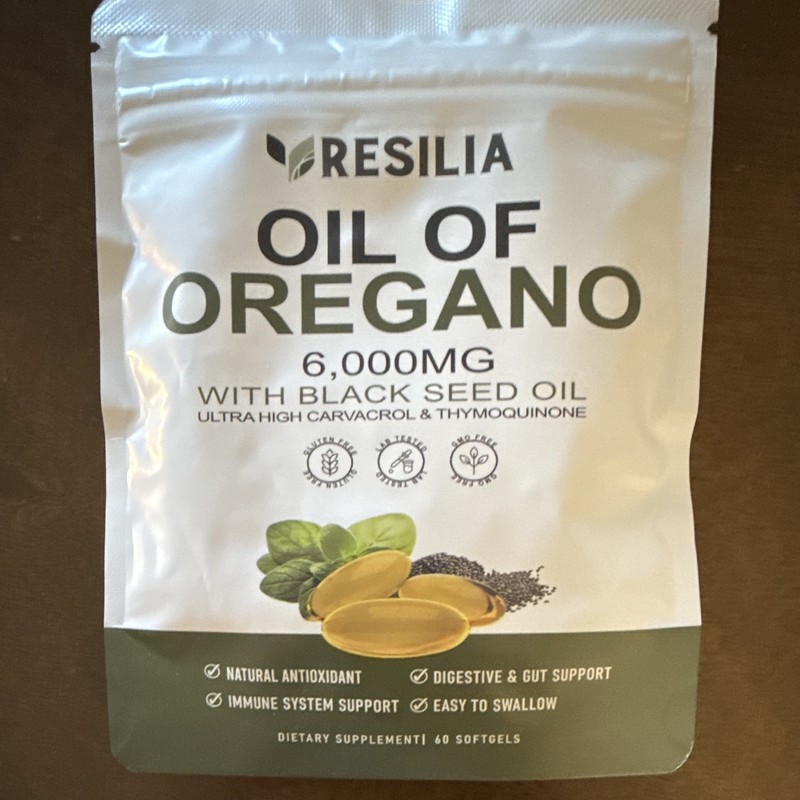 Resilia Oil of Oregano 6,000mg + Black Seed Oil Softgels 60 Easy Swallow