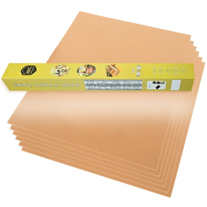 Copper Grill Mats for Outdoor Grill Set of 6 – Nonstick Reusable Barbecue Mat…