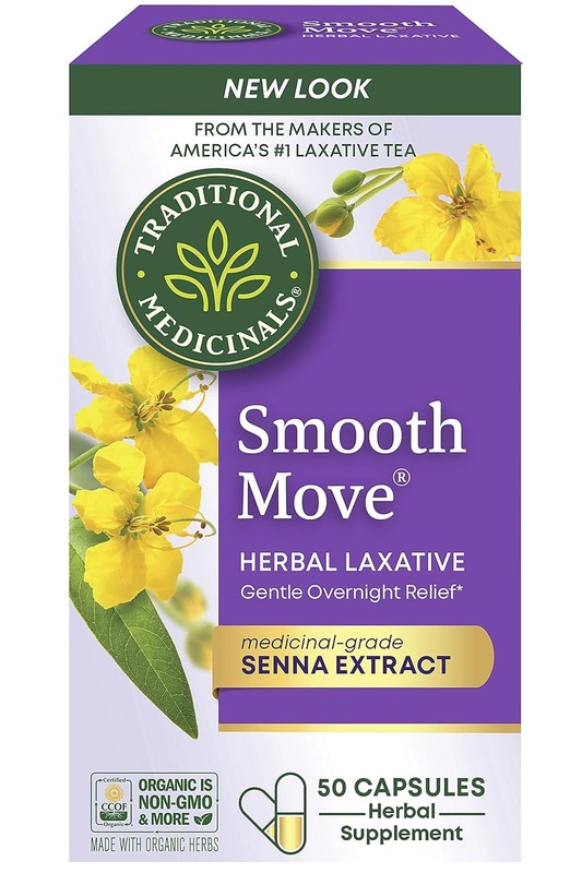 Smooth Move Laxative Capsules – Organic Senna – Constipation Relief – 50 Count