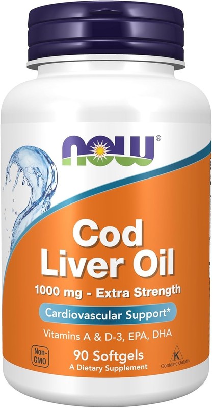 NOW FOODS Cod Liver Oil Extra Strength 1000 mg 90 Softgels