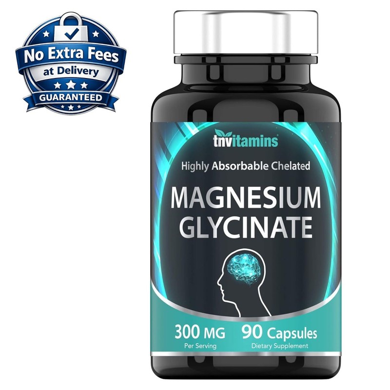 Glicinato de Magnesio 300mg 90 Capsulas | Quelado Alta Absorcion | 45 Porciones