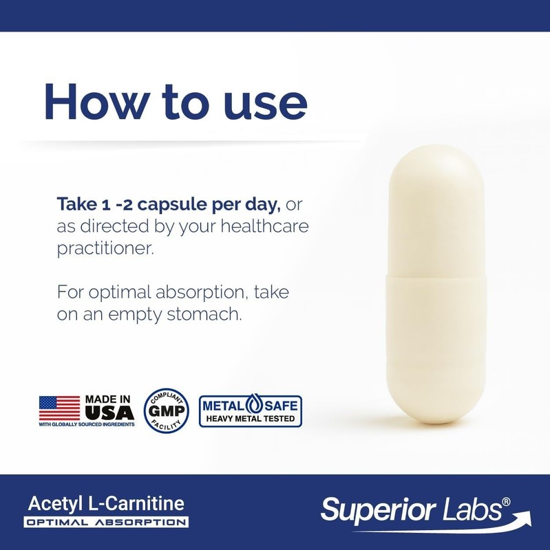 Acetyl L-Carnitine 500 mg - Natural Brain Support & Detox, 100% Pure Veggie Caps gallery