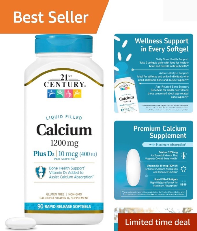 Calcium Plus D3 Liquid Filled Softgel, 1200 mg, 90 Count