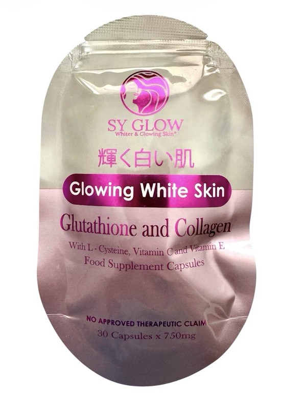 SY GLOW Glowing White Skin Glutathione and Collagen Capsules, 30 Count