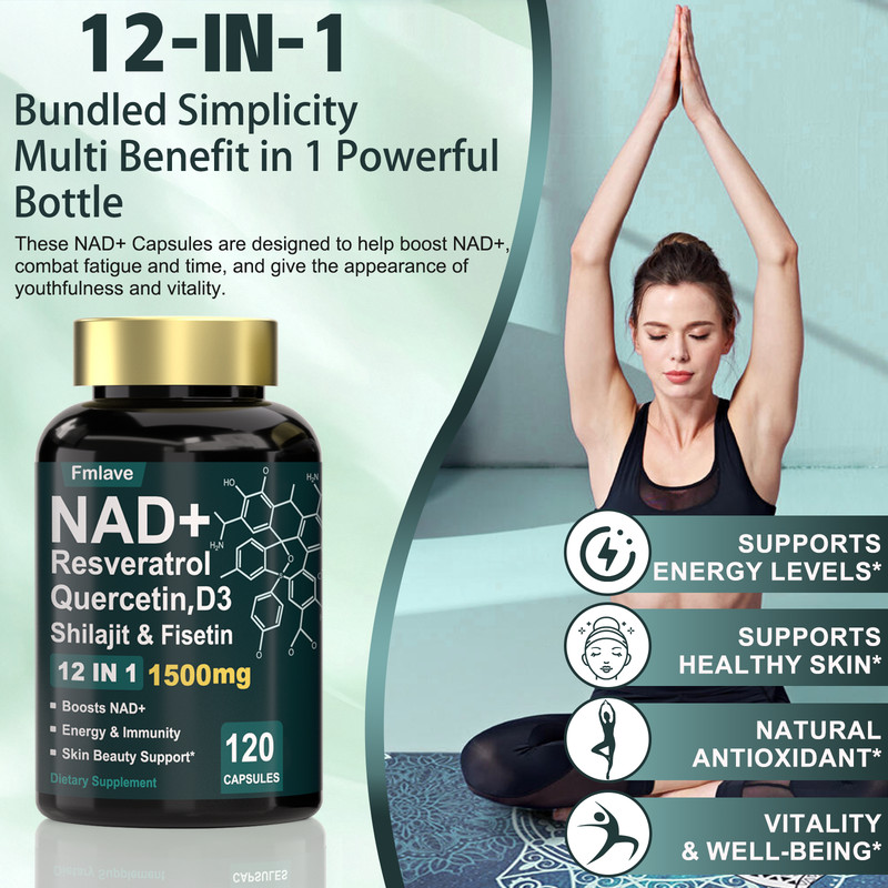 NAD+ 1500mg Supplement for Cellular Energy Support Men & Women, NR & Resveratrol gallery