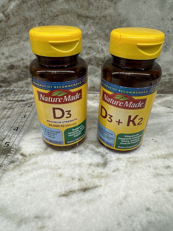Nature Made Vitamin D3 K2 5000 IU (125 Mcg) D3 10.000 IU Maximum Strength 11/23