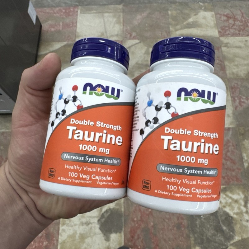 2 NOW FOODS Taurine Double Strength 1000 mg – 100 Veg Capsules, Exp 04/29 SEALED