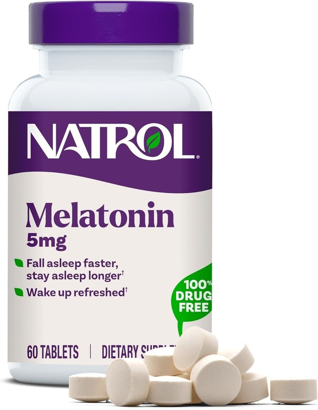 Natrol Melatonin 5 mg 60 Tablets Fall asleep faster, stay asleep longer 1 pack