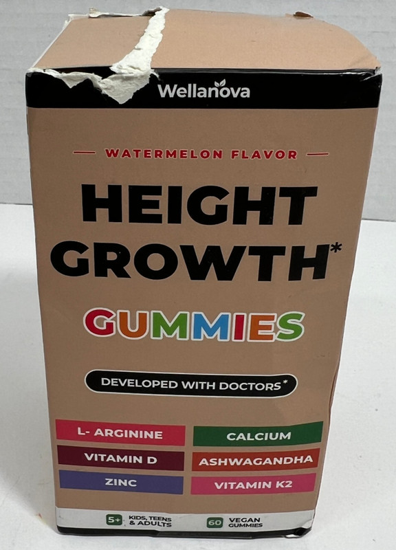 New Wellanova Height Growth Gummies 60 Gummies Watermelon Exp 9/27