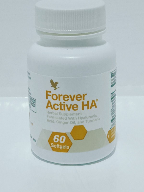 Forever Active HA Hyaluronic Acid, Ginger Oil & Tumeric 60 Softgels -EXP-04/2027