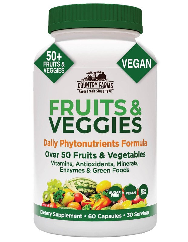 Super Fruits and Veggies Capsules, Whole Food Supplement, Powerful Antioxidan...