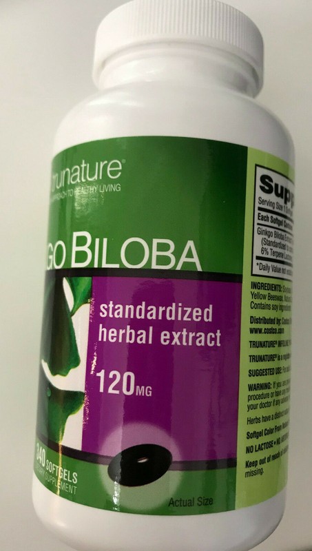 NEW Trunature Ginkgo Biloba supplement Herbal extract 340 Softgels 120mg Bf11/24