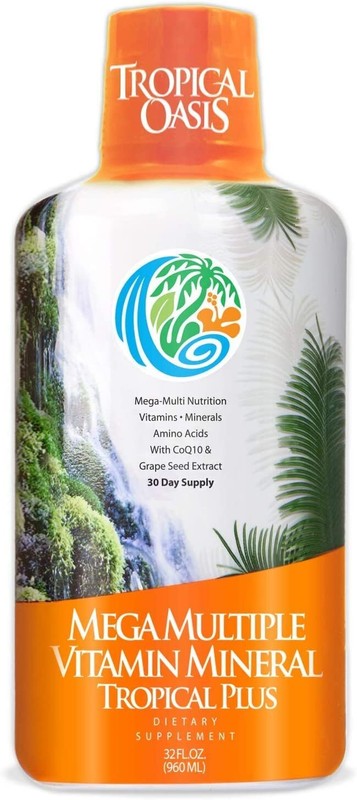 Tropical Oasis Mega Plus Liquid Multivitamin 85 Nutrients Amino Acids 32oz