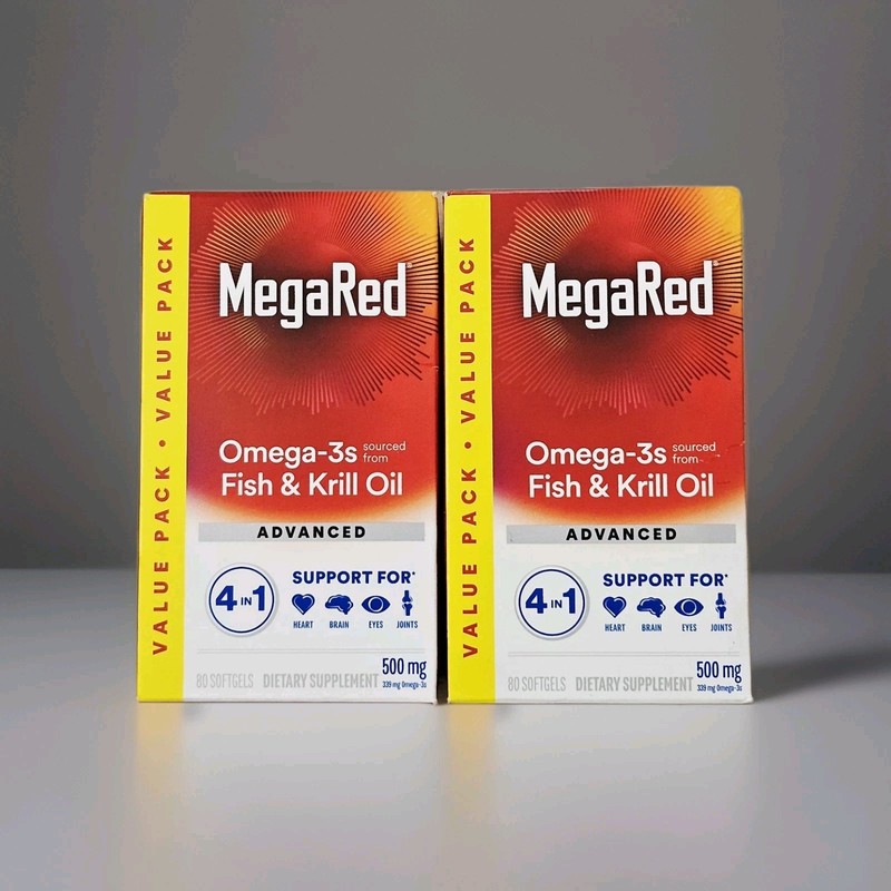 (×2) Megared Schiff 4 in 1 Advanced 500mg Omega 3 Fish Oil 160 Total – Exp 06/27