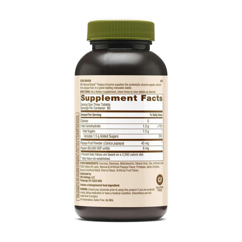 GNC Natural Brand Papaya Enzyme, 240 240 Count (Pack of 1), Multicolor gallery