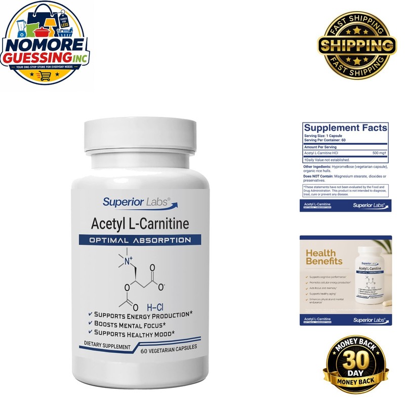 High Potency Acetyl L-Carnitine 60 Veg Caps - Maximum Absorption & Detox Support