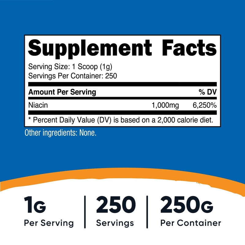 Nutricost Niacin Vitamin B3 Powder 250 Grams - 1G Per Serving gallery