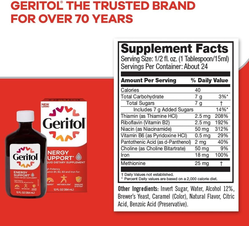 Geritol Liquid Multivitamin and Iron Supplement for Energy Support 12 Fl Oz gallery