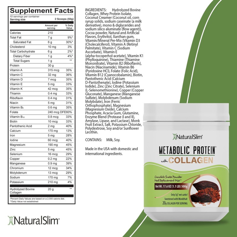 NaturalSlim Metabolic Protein Shake Powder with Collagen – Meal Replacement gallery