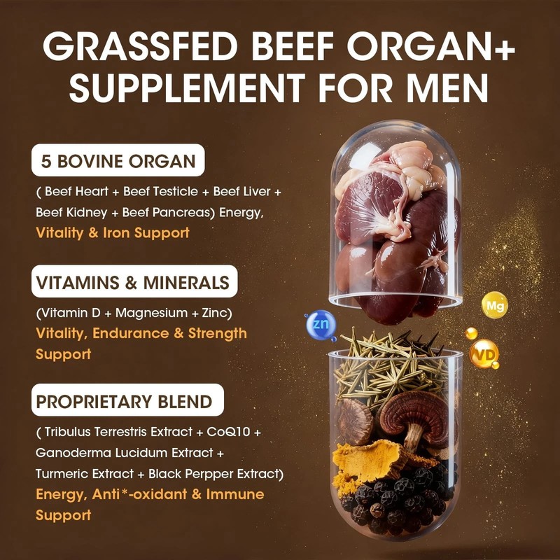 M inch Beef Organs Supplement, Beef Liver Capsules, with Kidney, Pancreas, Tr... gallery