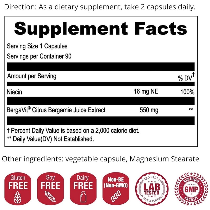 Italian Citrus Bergamot Extract 550mg - Apoyo para el colesterol, 90 cápsulas gallery