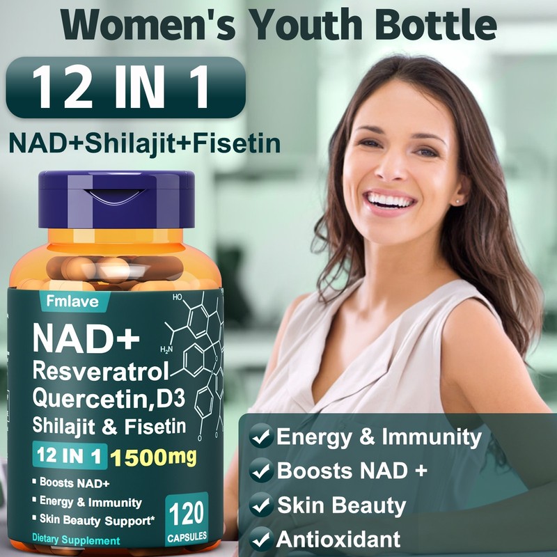NAD+ Supplement for Anti-Aging Energy Focus & Nicotinamide Riboside Resveratrol