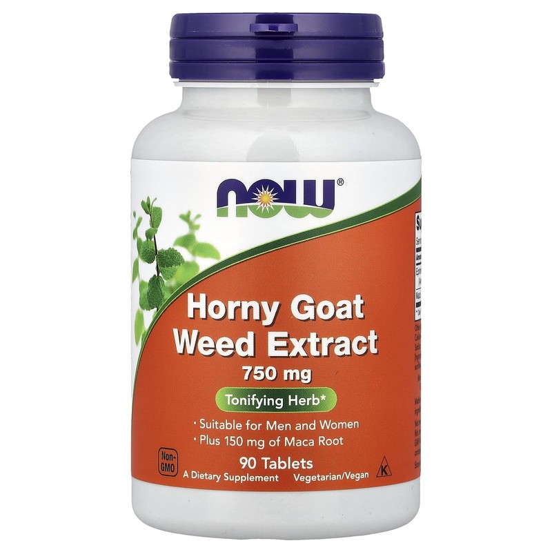 NOW Foods Horny Goat Weed 750 mg Dietary Supplement 90 Tablets GMP Quality