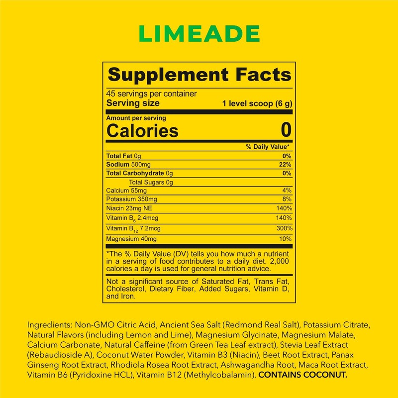 REDMOND ReLyte Energy Electrolyte Mix, Limeade, 8.9oz Jar gallery