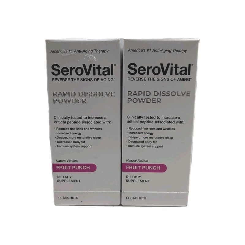 (2) SeroVital Anti Aging Rapid Dissolve Fruit Punch Powder 14 Sachets 05/2026