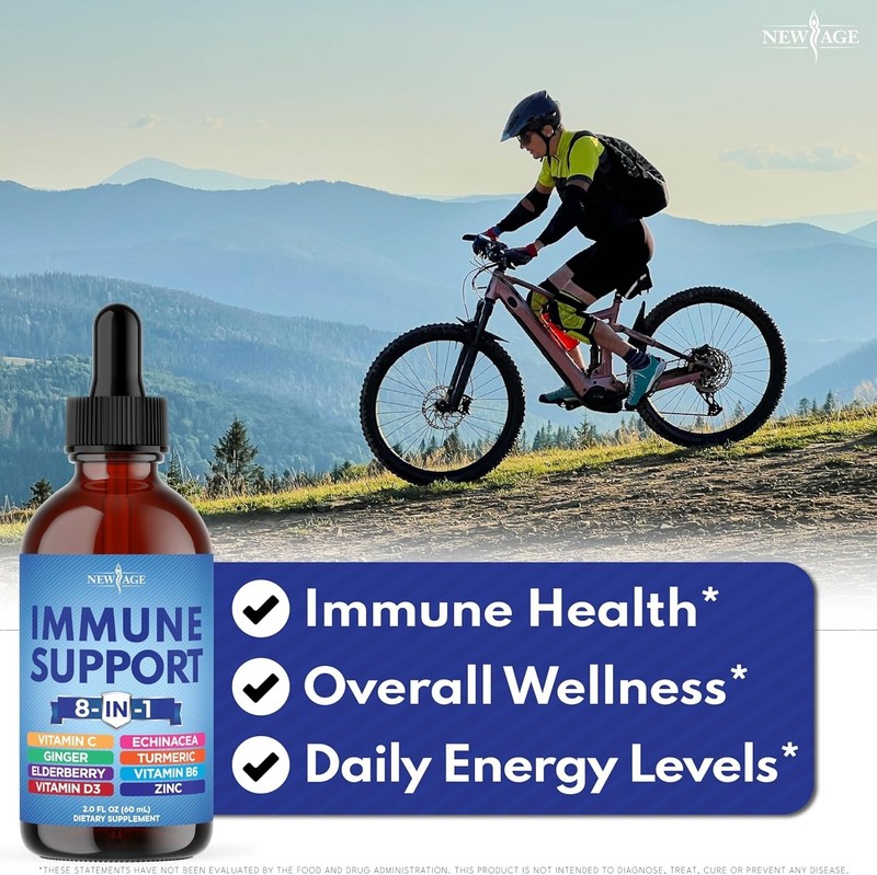 NEW AGE 8-in-1 Immune Support Liquid Drops– Elderberry, Turmeric + More, 2 fl oz gallery