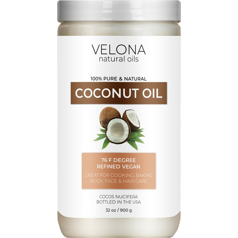 Coconut Oil 76 Degree by Velona – 32 oz in jar Refined Cold pressed Skin Body