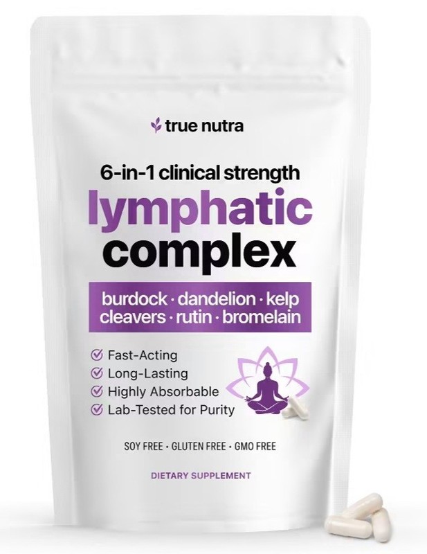 6-in-1 Lymphatic Complex Drainage Supplement Dandelion Burdock Bromelain Kelp