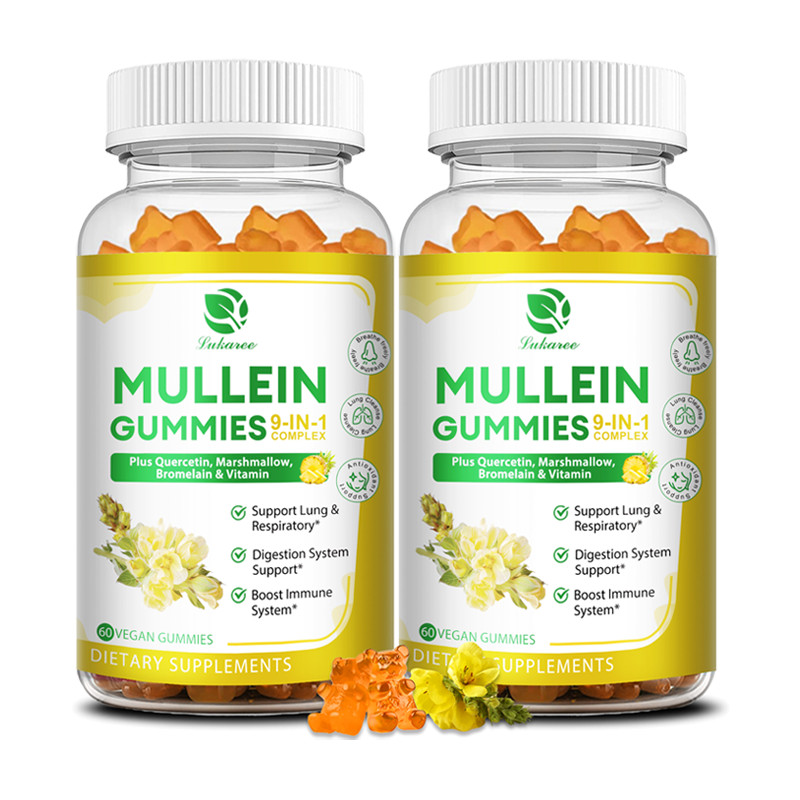 Mullein Leaf Extract Gummies for Lung Cleanse Plus Marshmallow Quercetin Vitamin