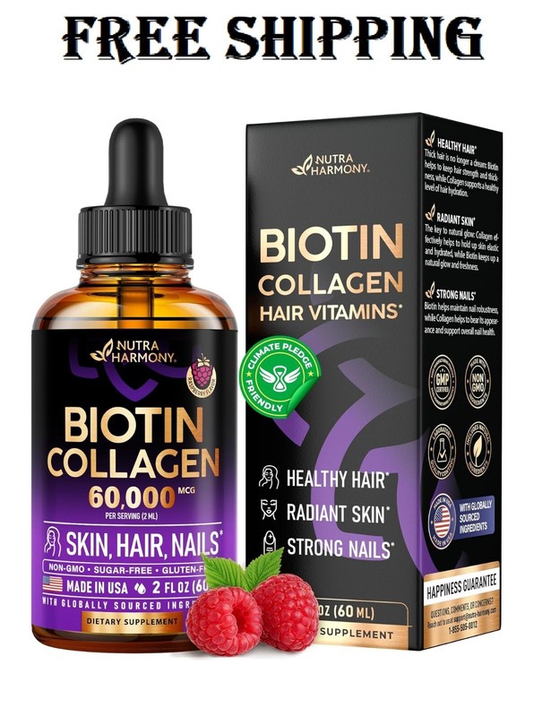 Liquid Biotin & Collagen – Vitamins for Hair Growth Support for Women & Men