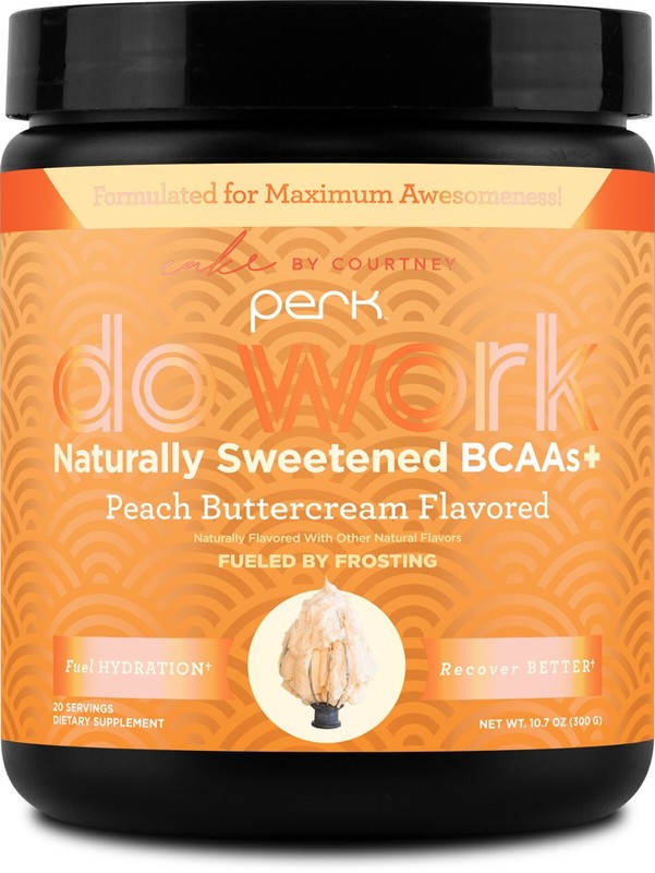 Perk Do Work Naturally Sweetened BCAAs+ Peach Buttercream Flavored (20 Servings)