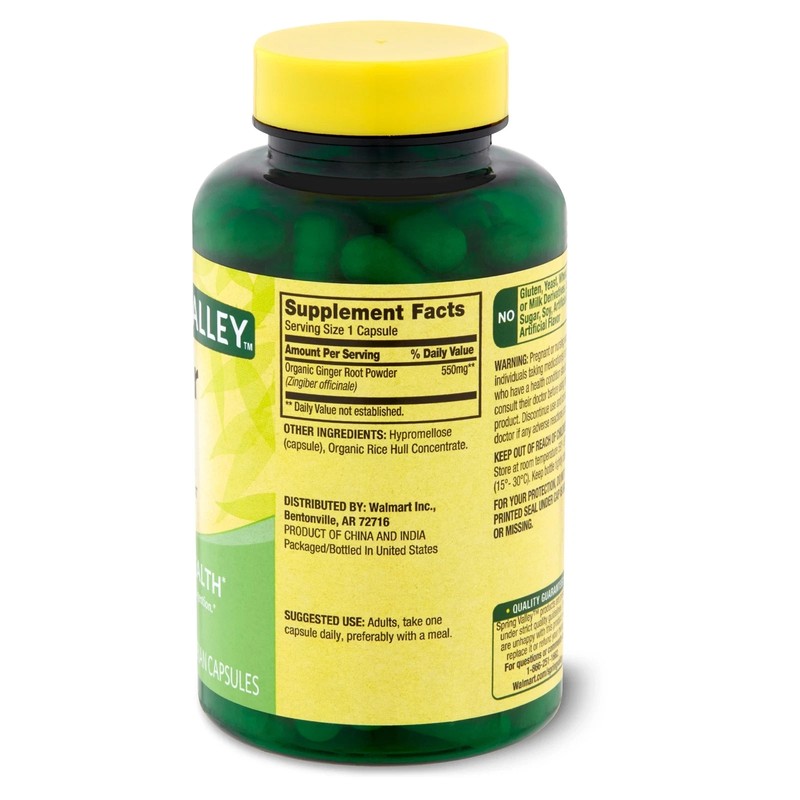 Ginger Root Digestive Health Supplement Capsules, 550mg, 100 Count gallery