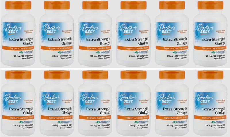 12 X Ginkgo Biloba Extra Strength, Doctor’s Best, 120 mg, 120 Caps EXP 08/2027